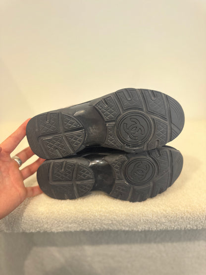 Chanel CC Logo Low Top Sneakers Grey/Black Suede (EU 36.5)