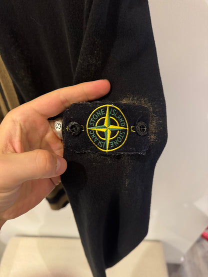 Stone Island Zip Hoodie Hand Sprayed Black / Brown (M)