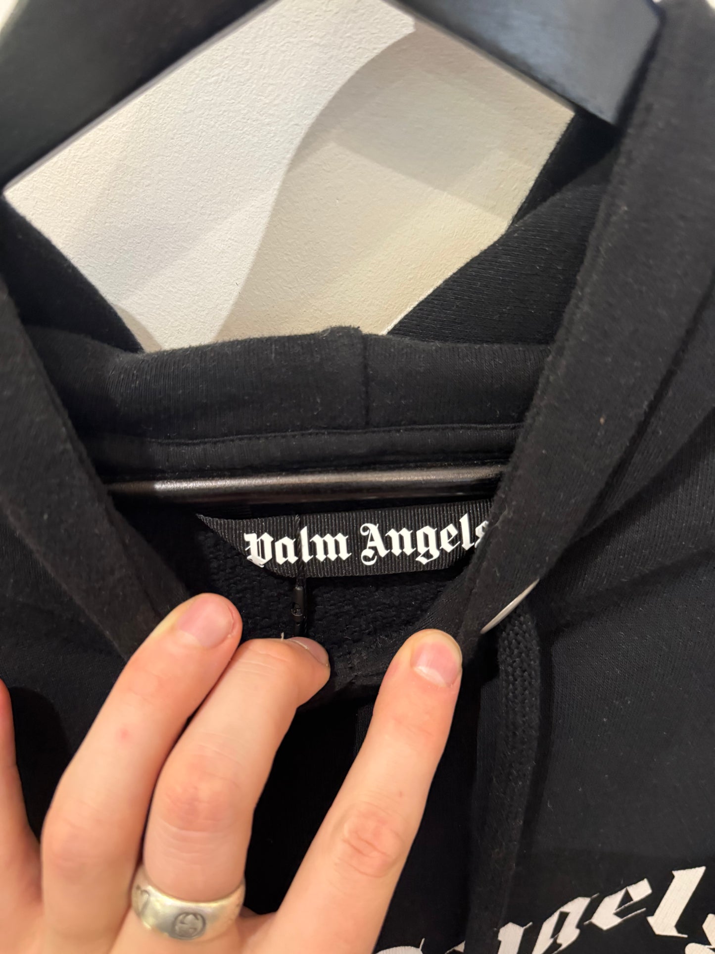 Palm Angels New York Spray Logo Hoodie Black (XL)
