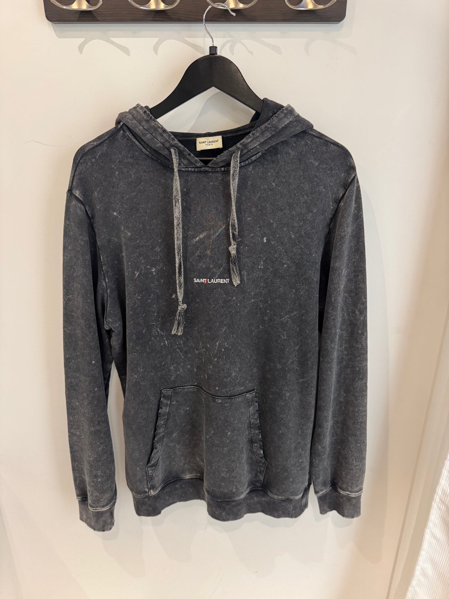 Saint Laurent Logo Hoodie Washed Black (L)
