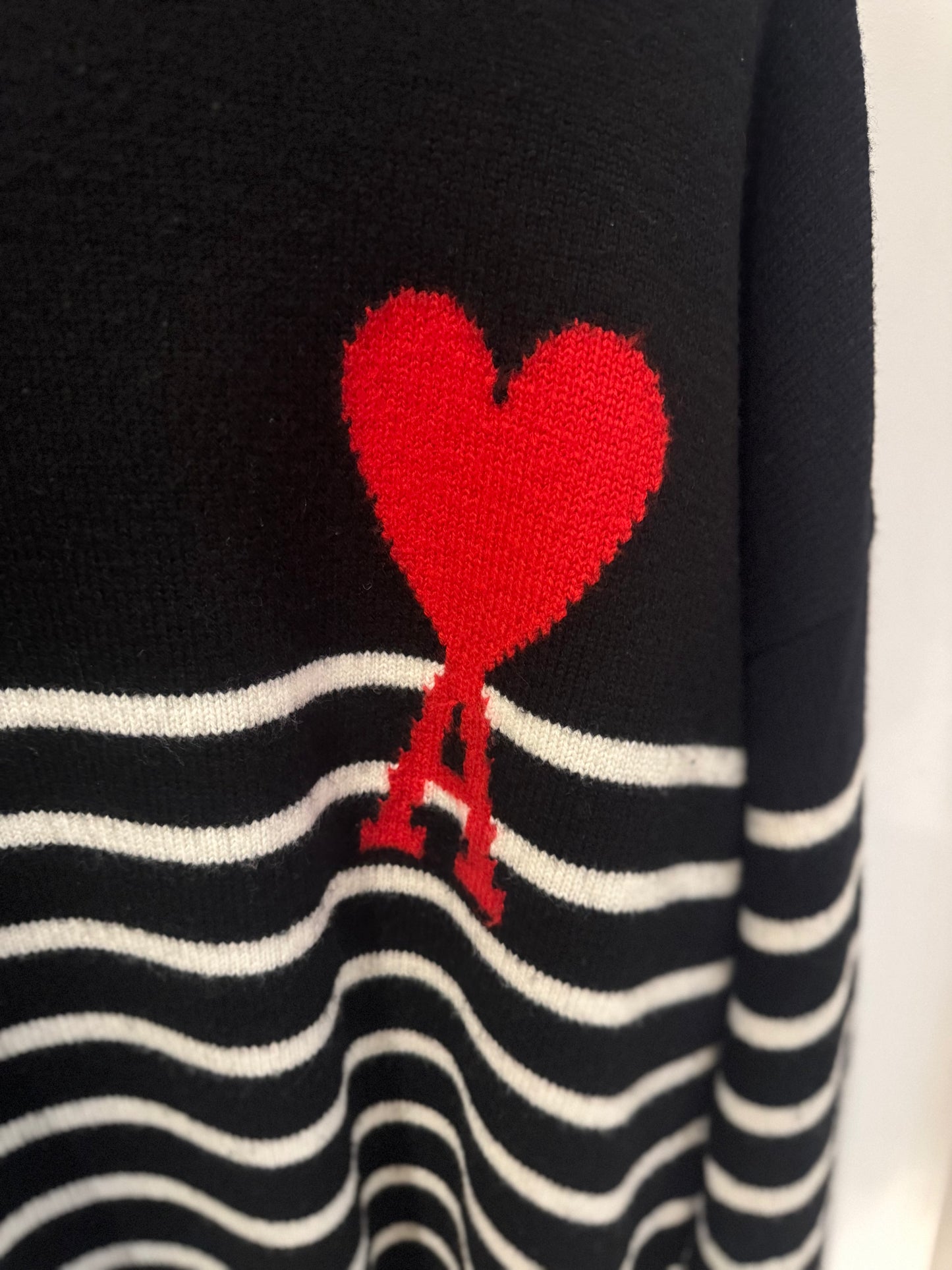 AMI Paris Ami de Cœur Striped Turtleneck Black (L)