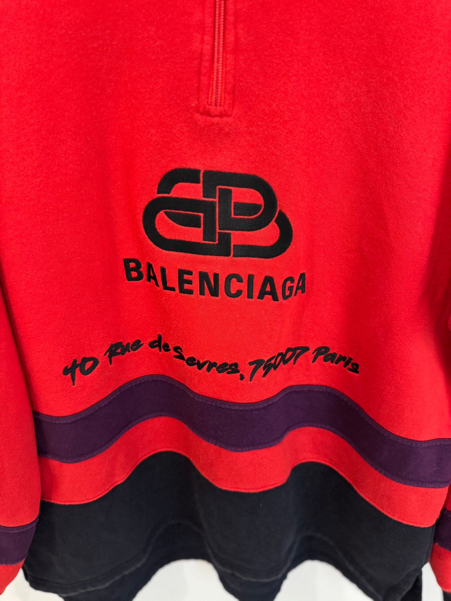 Balenciaga BB Logo Quarter Zip Sweatshirt « Red » (S oversize)