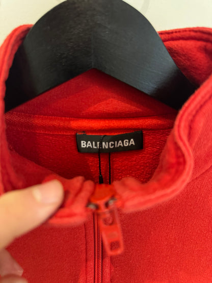 Balenciaga BB Logo Quarter Zip Sweatshirt « Red » (S oversize)