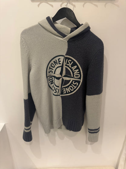 Stone Island Pull à Capuche Bicolore Beige / Noir (M)