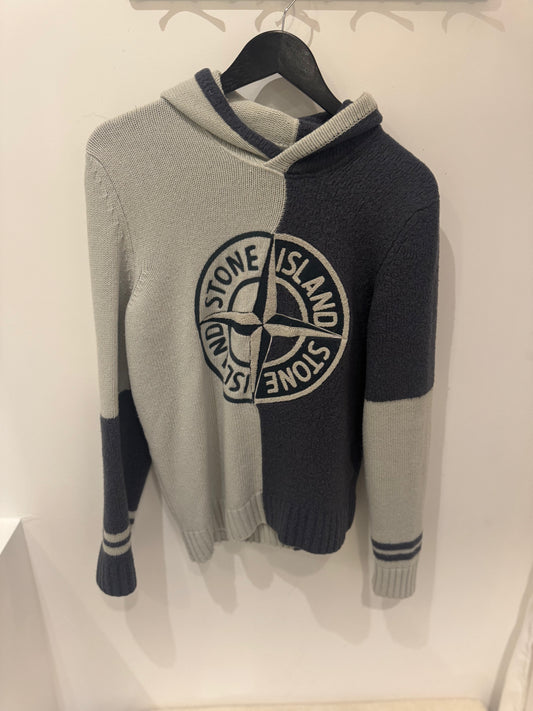 Stone Island Pull à Capuche Bicolore Beige / Noir (M)