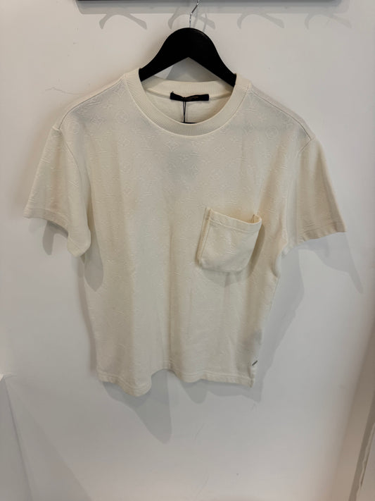 Louis Vuitton T-shirt Monogram Jacquard à poche – Blanc (S)